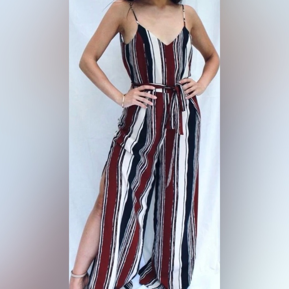 Enfocus Studio Striped Tie Waist Jumpsuit Size 6